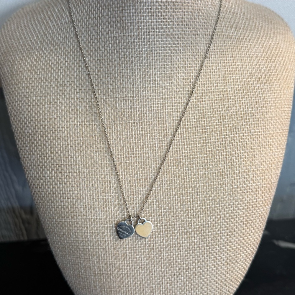 Tiffany & Co. 9.25 S.S Dual-Tone Heart Necklace